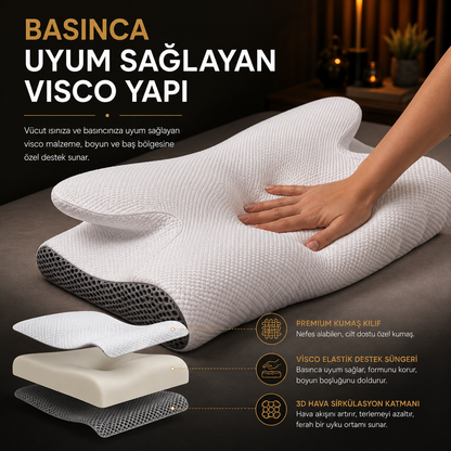VELSORA Premium Ortopedik Visco Boyun Destek Yastığı