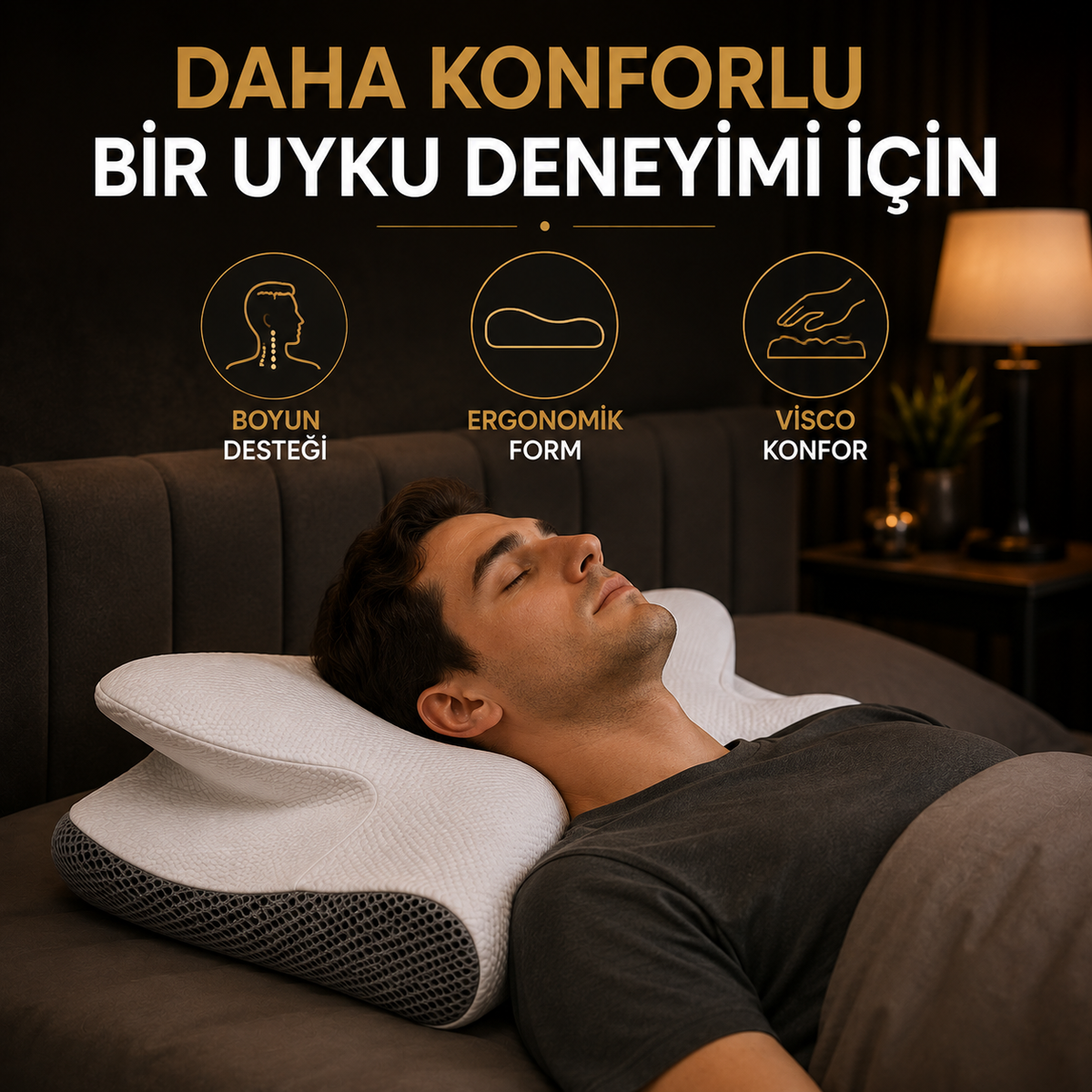 VELSORA Premium Ortopedik Visco Boyun Destek Yastığı